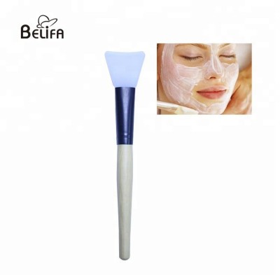 Belifa environmental protection bamboo handle portable silicone face mask brush and foundation makeup brush