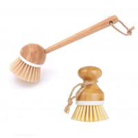 Hot Sale Bamboo Cleaning Brush Scrubbers with Natural Environmental Bamboo Handle for Dishes, Pots, Pans, Vegetables